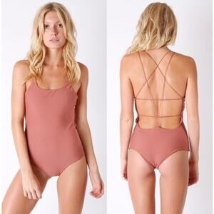 MIKOH KILAUEA One Piece Terracotta Clay Swimsuit Bathing Suit Lychee Small